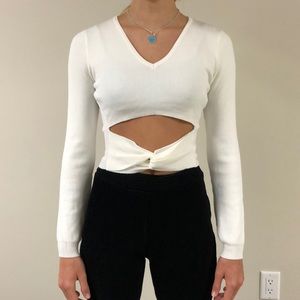 Carmar ribbed cropped cut out sweater